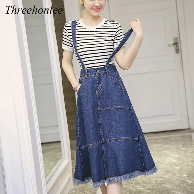 2021 Women Korean Denim Suspender Skirt Summer Fashion Temperament A-line High Waist Middle Long Suspender Dress Female
2021 Women Korean Denim Suspender Skirt Summer Fashion Temperament A-line High Waist Middle Long Suspender Dress Female