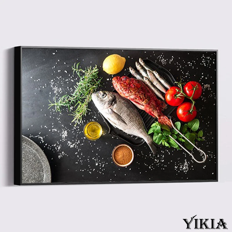 Fruit Seasoning Vegetables Fish Canvas Abstract Art Painting Delicious Food Black Posters Kitchen Parlour Wall Art Decor Picture
Fruit Seasoning Vegetables Fish Canvas Abstract Art Painting Delicious Food Black Posters Kitchen Parlour Wall Art Decor Picture