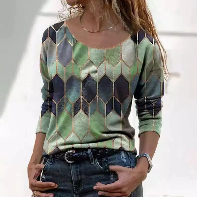 Tops Ladies Spring T-Shirt Casual Long Sleeves O-Neck Women Clothing Print Plaid Soft Comfortable Female T-Shirts
Tops Ladies Spring T-Shirt Casual Long Sleeves O-Neck Women Clothing Print Plaid Soft Comfortable Female T-Shirts