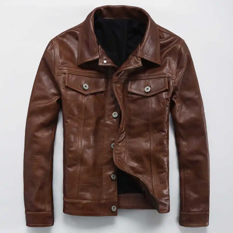 New Men's Genuine Leather Jacket Simple Cow Leather Jacket Lapel Short Slim Leather Jacket Autumn Coat
New Men's Genuine Leather Jacket Simple Cow Leather Jacket Lapel Short Slim Leather Jacket Autumn Coat