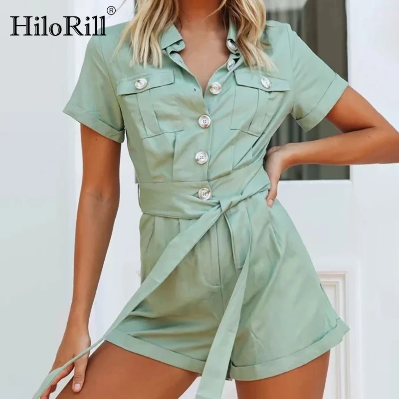 Женский комбинезон с коротким рукавом HiloRill, зеленый комбинезон-карго с поясом и отложным воротником, хлопковый комбинезон
Женский комбинезон с коротким рукавом HiloRill, зеленый комбинезон-карго с поясом и отложным воротником, хлопковый комбинезон