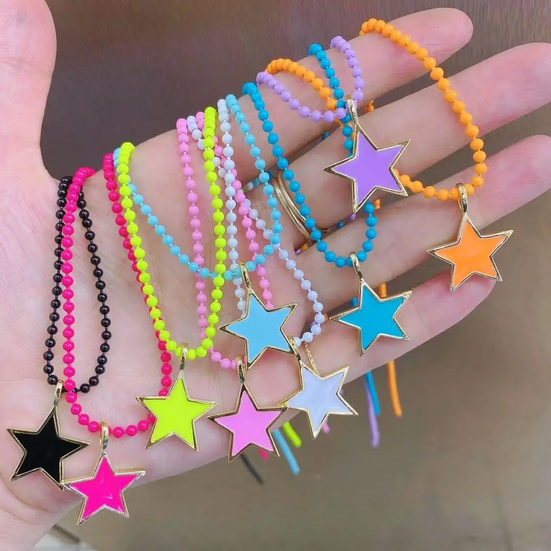 5Pcs 2021 latest fashion summer color star shape enamel charm necklace jewelry for women and girls
5Pcs 2021 latest fashion summer color star shape enamel charm necklace jewelry for women and girls