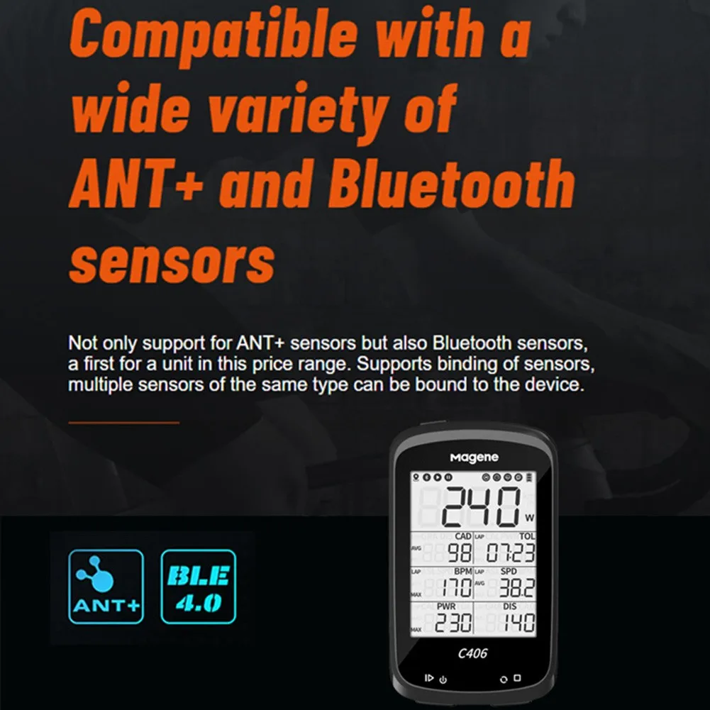 High Quality 2.5in C406 Bike Computer ANT+/ Bluetooth 4.0 Waterproof GPS Road Bicycle Monito Stopwatchring Host Bracket Cable
High Quality 2.5in C406 Bike Computer ANT+/ Bluetooth 4.0 Waterproof GPS Road Bicycle Monito Stopwatchring Host Bracket Cable