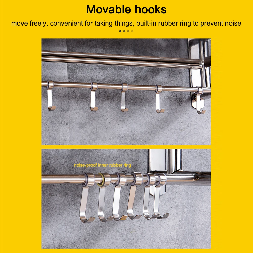 Stainless Steel Strong Pot Rack Wall Mount Kitchen Storage Organizer Wall Shelf with 4/5 Hooks Home Kitchen Storage Rack
Stainless Steel Strong Pot Rack Wall Mount Kitchen Storage Organizer Wall Shelf with 4/5 Hooks Home Kitchen Storage Rack