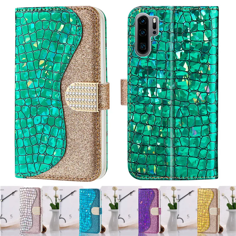 Чехлы для Huawei P30 Pro роскошный блестящий кожаный чехол бумажник телефона P20 Mate 20 Lite P
