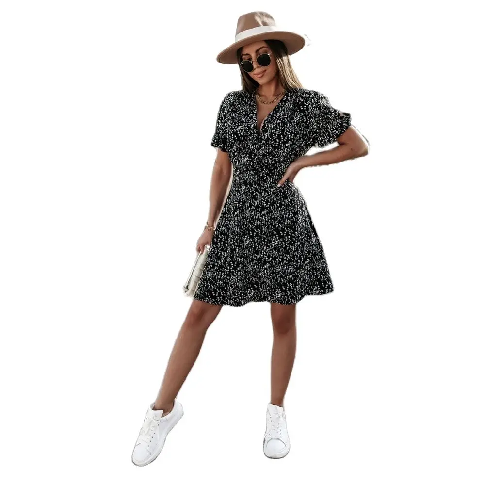 New Design Good Quality Factory Price Fashion Hot Selling Women's Printed Buttons V-Neck Ruffle Sleeve Dress
New Design Good Quality Factory Price Fashion Hot Selling Women's Printed Buttons V-Neck Ruffle Sleeve Dress