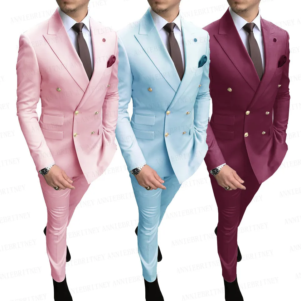 Classic Gold Buttons Men Suits Double Breasted Custom White Gentleman Tuxedo Pink Wedding Groom Dress Suit Blazer with Pants Set
Classic Gold Buttons Men Suits Double Breasted Custom White Gentleman Tuxedo Pink Wedding Groom Dress Suit Blazer with Pants Set