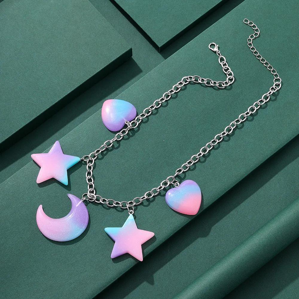 Meetvii Cute Gradient Star Moon Resin Pendant Necklace for Women Girl DIY Cartoon Flower Bear Fruit Short Chain Necklace Jewelry
Meetvii Cute Gradient Star Moon Resin Pendant Necklace for Women Girl DIY Cartoon Flower Bear Fruit Short Chain Necklace Jewelry