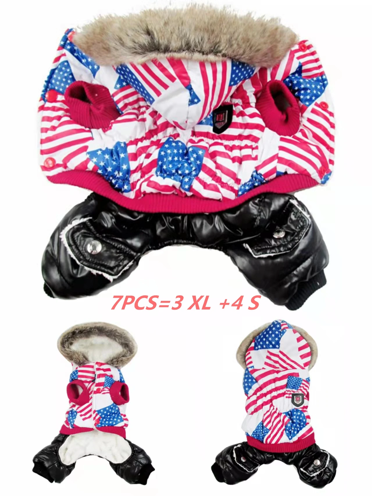 Wholesale 7pieces USA Flag Print Pattern Pet Dogs Winter Jumpsuit Coat Warm Thickness Clothing Jacket For Small Puppy
Wholesale 7pieces USA Flag Print Pattern Pet Dogs Winter Jumpsuit Coat Warm Thickness Clothing Jacket For Small Puppy
