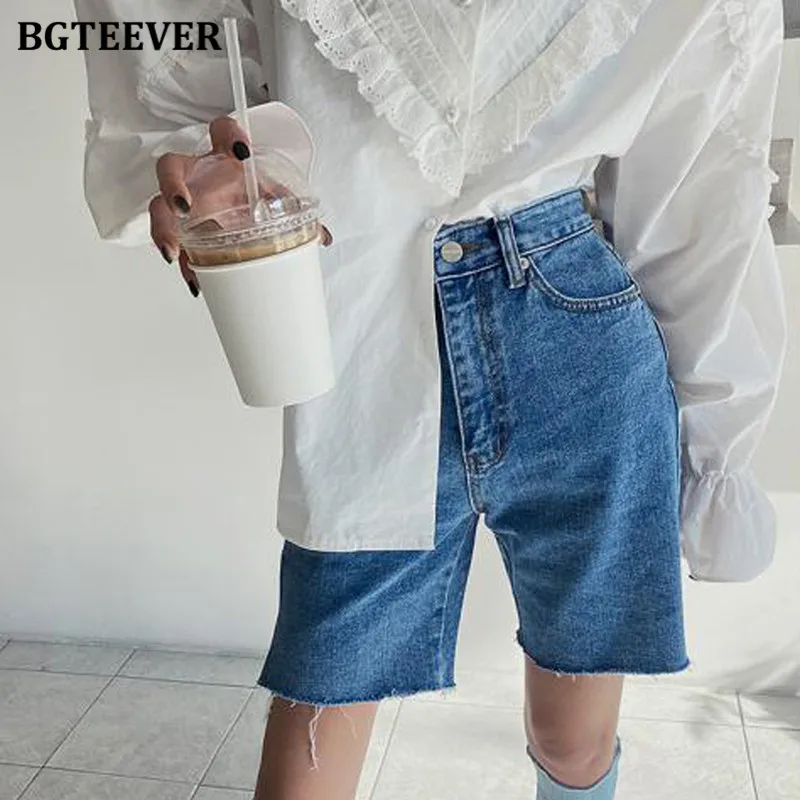Женские короткие джинсовые шорты BGTEEVER повседневные Летние прямые с высокой