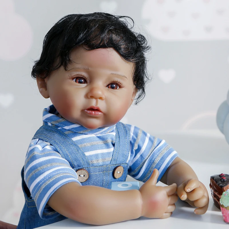 22 Inch Black Skin Soft Silicone Reborn Dolls realistic boy bebe reborn African Doll Toys Real Touch kids playmate bonecas
22 Inch Black Skin Soft Silicone Reborn Dolls realistic boy bebe reborn African Doll Toys Real Touch kids playmate bonecas