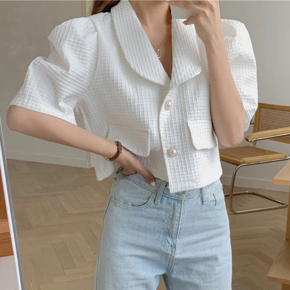 Short Sleeve Blouse Women Single-breasted Shirts Jacket Coat Female Turn-down Elegant Blouse Black Blouse White Shirts Ladies
Short Sleeve Blouse Women Single-breasted Shirts Jacket Coat Female Turn-down Elegant Blouse Black Blouse White Shirts Ladies