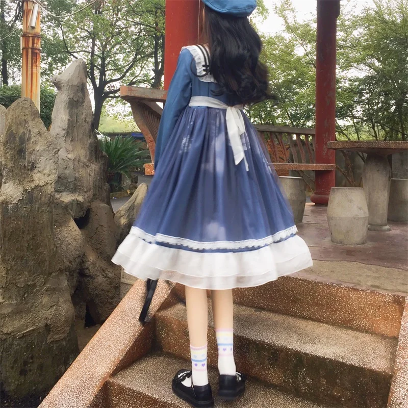 Japanese Lolita Style Bandage Sweet Sailor Collar Bow Girl Cosplay Flare Sleeve Lace Dress Kawaii Ruffles Dress
Japanese Lolita Style Bandage Sweet Sailor Collar Bow Girl Cosplay Flare Sleeve Lace Dress Kawaii Ruffles Dress
