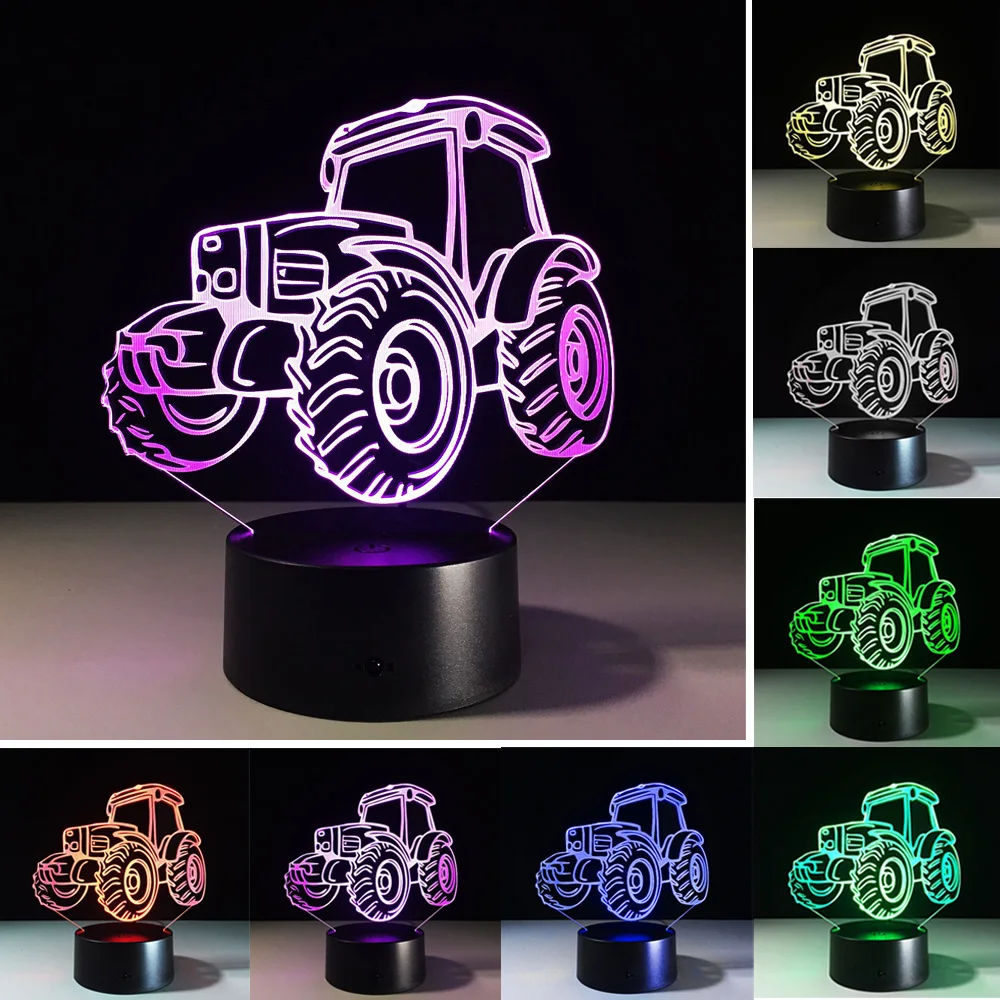 

7 Color Changing 3D Stereoscopic Effect Acrylic Illusion Night Light LED Desk Lamp Touch Switch Room Decor Gift