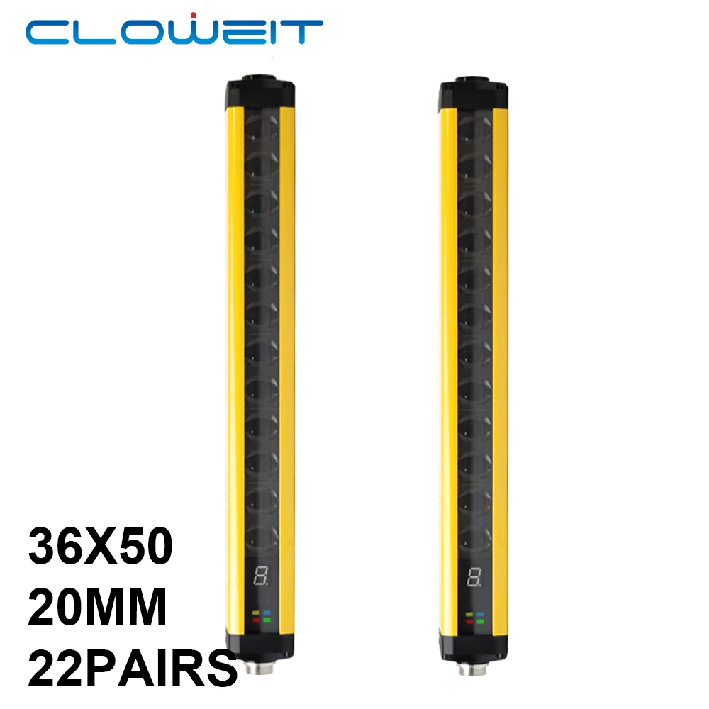 Cloweit Safety Light Curtain Grating 22 Beams 20mm LED Digital Display Infrared Area Protector
Cloweit Safety Light Curtain Grating 22 Beams 20mm LED Digital Display Infrared Area Protector