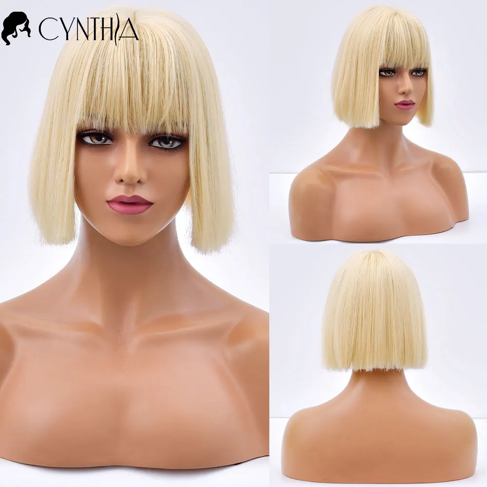 Женский синтетический парик для косплея, короткие светлые прямые волосы, повседневные волнистые натуральные термостойкие волосы, для косплея