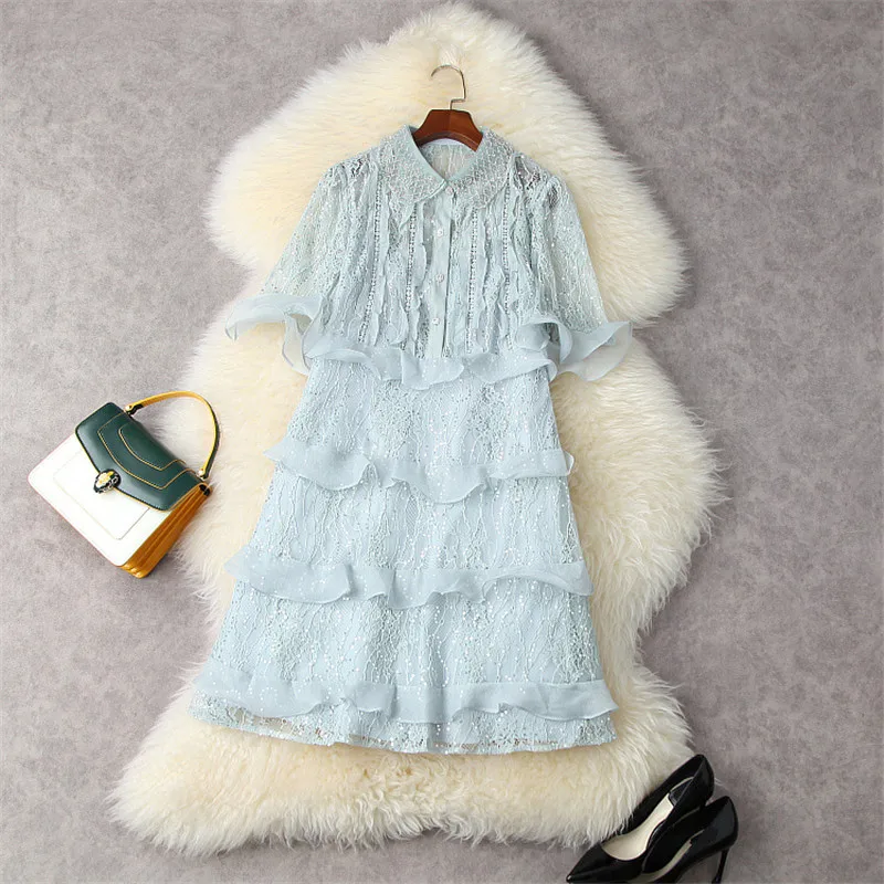 Summer Female Clothing Sweet Casual Robe Runway Fashion Women's Luxury Beading Ruffles Loose Cake Lace Party Dress Femme
Summer Female Clothing Sweet Casual Robe Runway Fashion Women's Luxury Beading Ruffles Loose Cake Lace Party Dress Femme