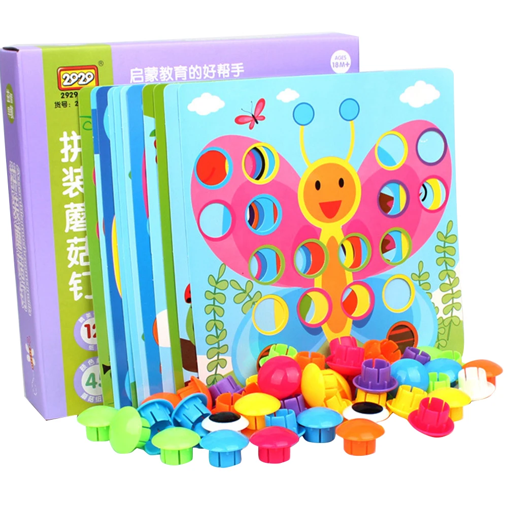 Mushroom Nail Puzzle Educational Didactical intelligent Games DIY Plastic Flashboard Children Toy | Игрушки и хобби