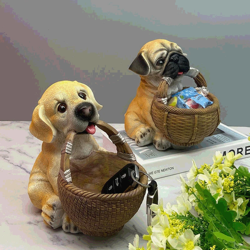 

Dog Figurine Storage Box, Modern Statue Resin Bulldog Sculpture, Puppy Decoration Sundries Container for Home Table, Bedroom