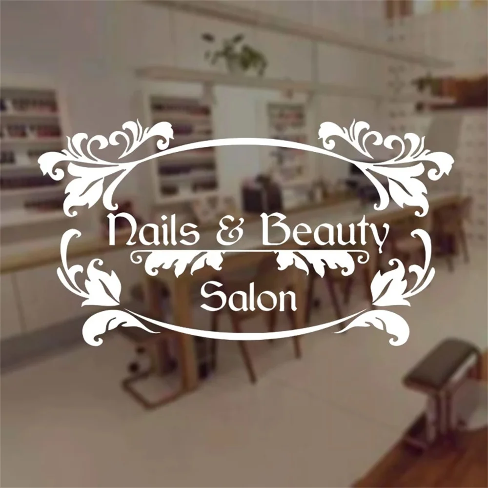 Nail & Beauty Salon Sign виниловый стикер окно лак для ногтей Decor Shop настенные наклейки