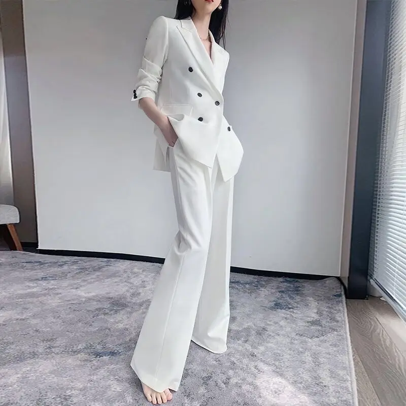 2pcs Tweed Women Elegant Dress Suit Set Lady Office Work Wear White Blazer Wide Leg Pants
2pcs Tweed Women Elegant Dress Suit Set Lady Office Work Wear White Blazer Wide Leg Pants
