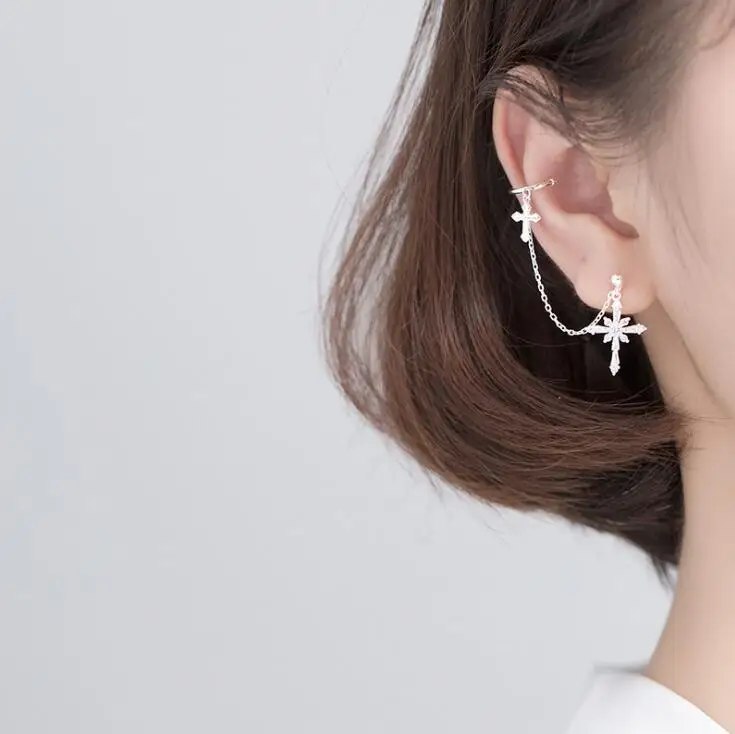 Single Dangle Earrings 100% 925 Sterling Silver Cross Earrings Star Style with Cubic Zirconia
Single Dangle Earrings 100% 925 Sterling Silver Cross Earrings Star Style with Cubic Zirconia