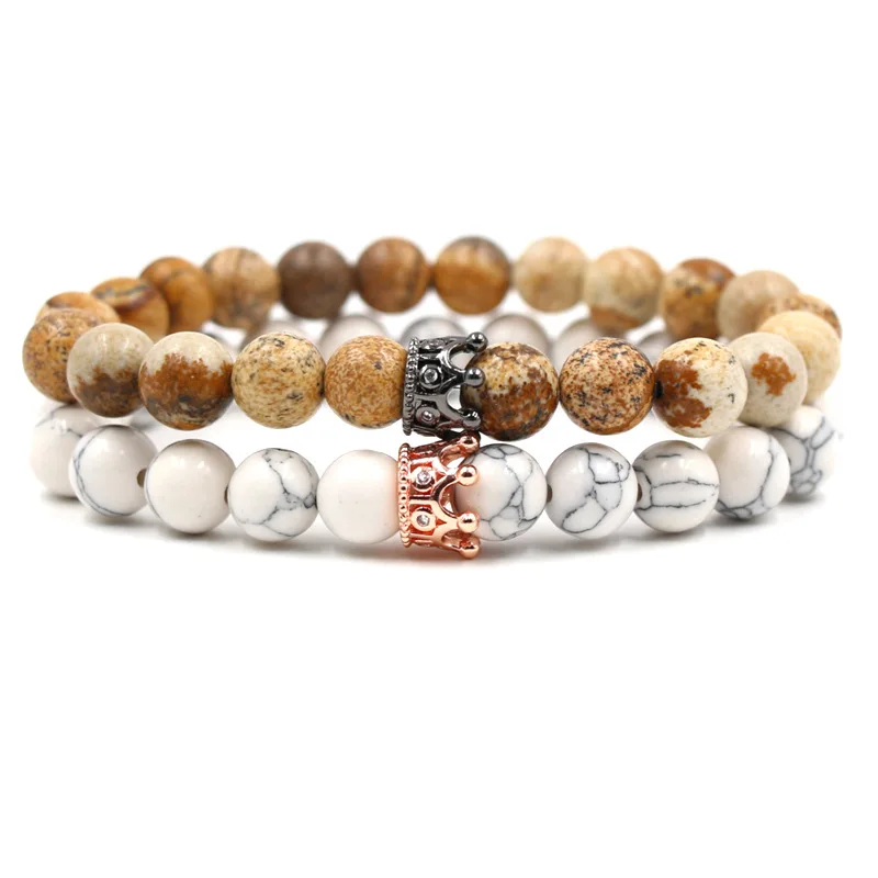 2Pcs/Set Trendy 16 Style 8mm bead Stone Creative Bracelet Pave CZ Flower crown Bracelets Bangle For Women&Men Noble Jewelry Hot
2Pcs/Set Trendy 16 Style 8mm bead Stone Creative Bracelet Pave CZ Flower crown Bracelets Bangle For Women&Men Noble Jewelry Hot