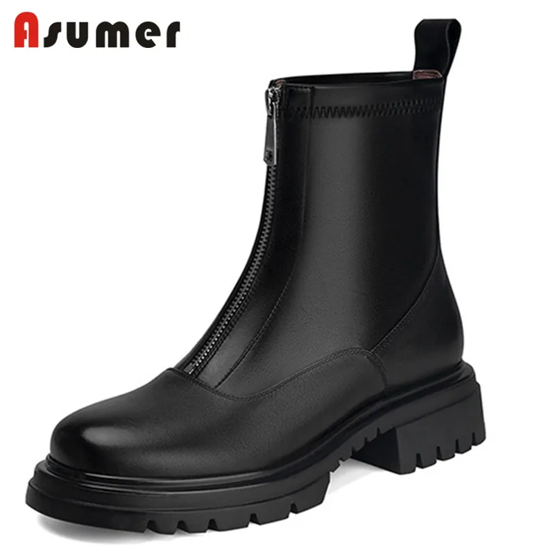 Asumer 2022 Hot Sale Ankle Boots Women Genuine Leather +Pu Square Heel Platform Shoes Round Toe Zip Autumn Winter Boots Woman
Asumer 2022 Hot Sale Ankle Boots Women Genuine Leather +Pu Square Heel Platform Shoes Round Toe Zip Autumn Winter Boots Woman