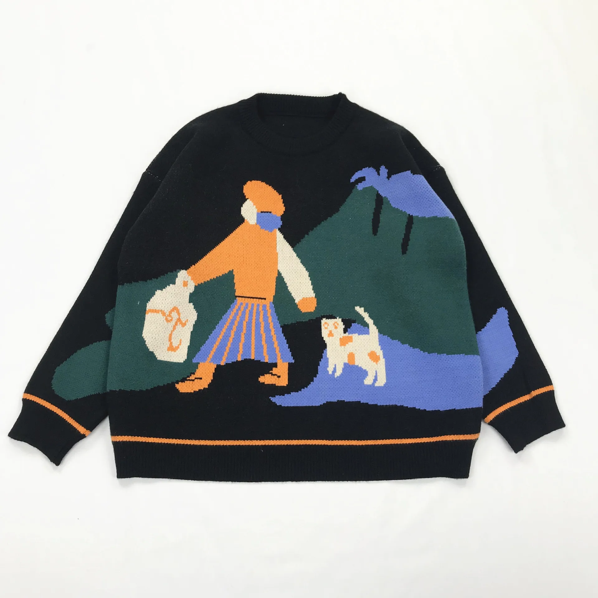 Autumn Design Casual Loose New Women Winter Pullover Sweaters Black Knit Jumpers Top Long Sleeve Cartoon Jacquard свитер
Autumn Design Casual Loose New Women Winter Pullover Sweaters Black Knit Jumpers Top Long Sleeve Cartoon Jacquard свитер