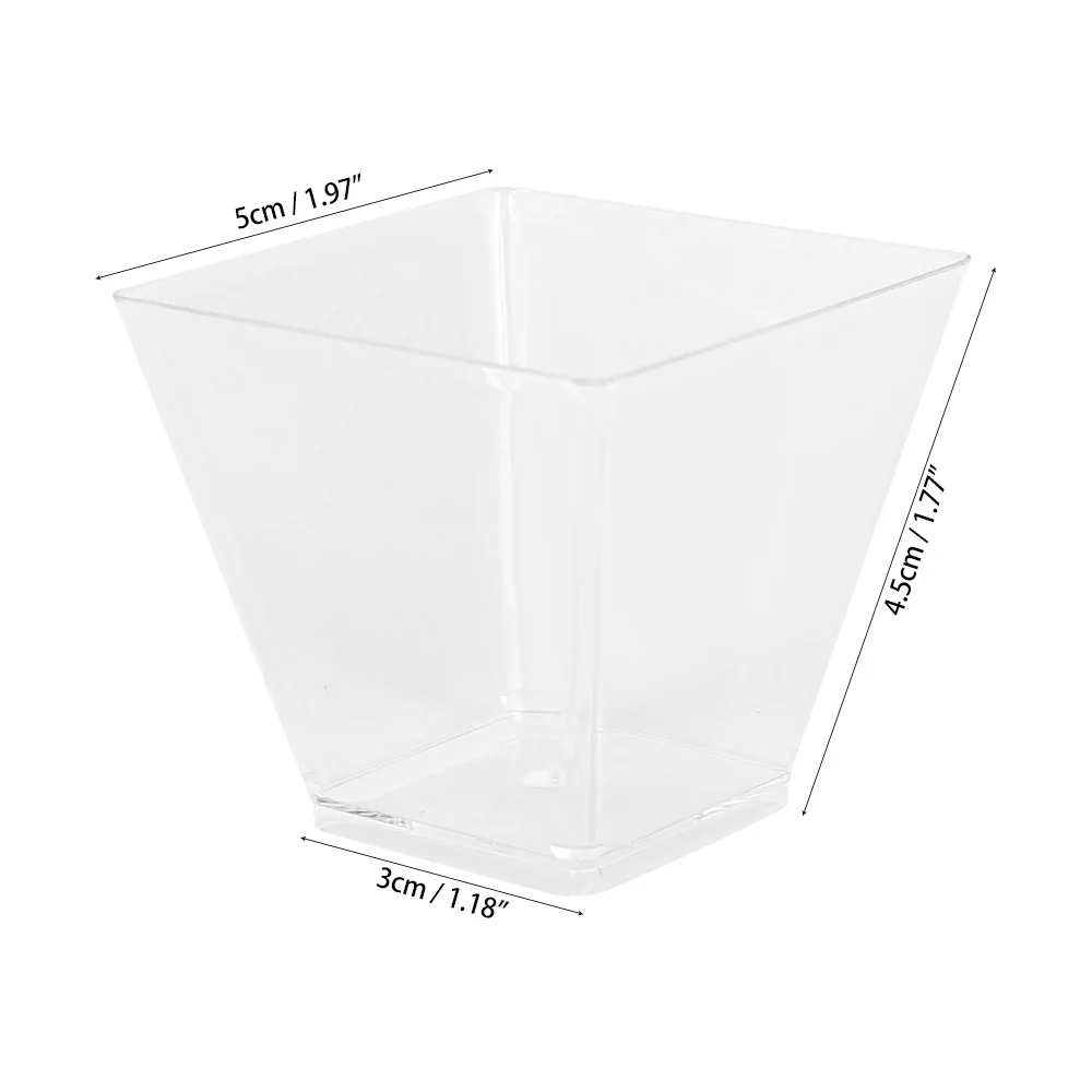 25/50 Pcs 2oz/60ml Mini Square Dessert Cups Cube Plastic Sample Dish Tray Cake Jelly Pudding Cups Party Kitchen Accessories
25/50 Pcs 2oz/60ml Mini Square Dessert Cups Cube Plastic Sample Dish Tray Cake Jelly Pudding Cups Party Kitchen Accessories