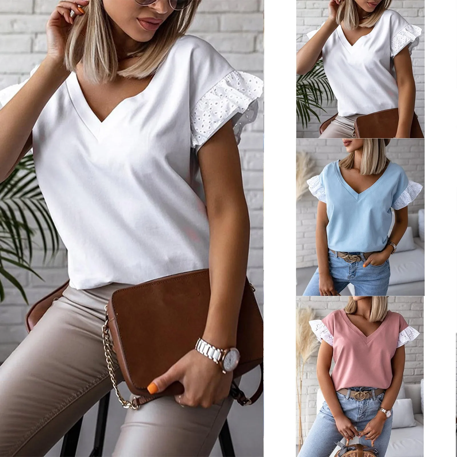 Women Ruffle Shirt Tops Sexy V Neck Solid Color Blouse Tops Korea Women Casual Blusas Summer New Blouse Tee Tops Streetwear
Women Ruffle Shirt Tops Sexy V Neck Solid Color Blouse Tops Korea Women Casual Blusas Summer New Blouse Tee Tops Streetwear