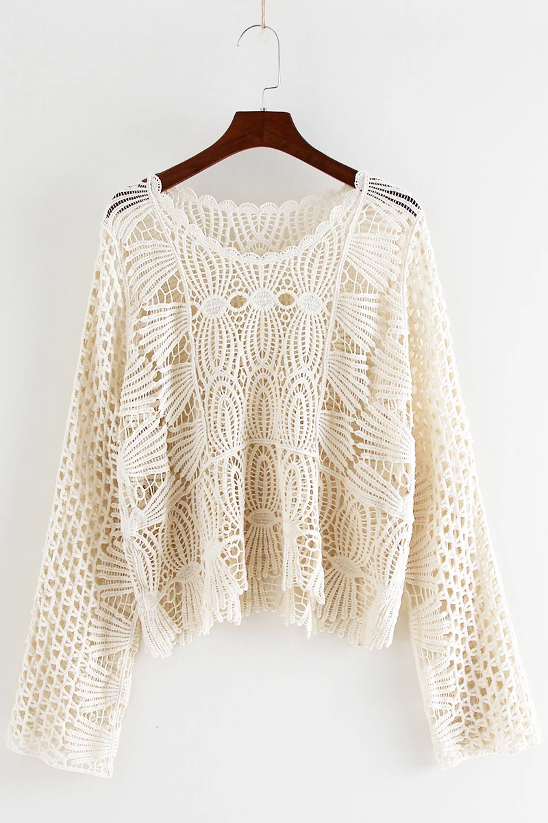 Hollow Knitted Blouse Women'S Summer New Style Crocheted Thin Blouse Long-Sleeve Sun Protection Shirt Pullover Shawl
Hollow Knitted Blouse Women'S Summer New Style Crocheted Thin Blouse Long-Sleeve Sun Protection Shirt Pullover Shawl