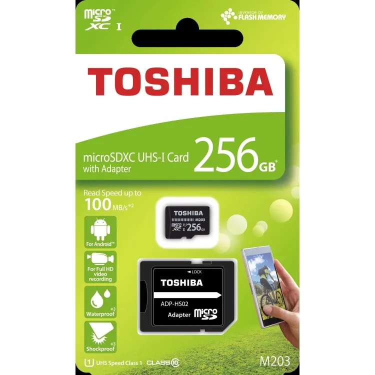 Toshiba High Speed M203 THN-M203K2560EA 256 GB MicroSDXC Class 10 UHS-I Memory Card + Adapter
Toshiba High Speed M203 THN-M203K2560EA 256 GB MicroSDXC Class 10 UHS-I Memory Card + Adapter