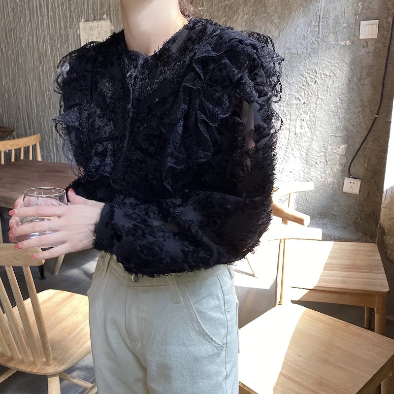 Alien Kitty Vintage Elegant Lace Stitching Blouses Women Large Lapel Long Sleeve New Arrival Korean Style Black Shirt Blusas
Alien Kitty Vintage Elegant Lace Stitching Blouses Women Large Lapel Long Sleeve New Arrival Korean Style Black Shirt Blusas