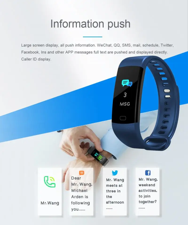 Y5 Color Screen Sport Fitness Track Pedometer Hear Rate Blood Pressure Monitor Bluetooth Smart Bracelet Pedometers
Y5 Color Screen Sport Fitness Track Pedometer Hear Rate Blood Pressure Monitor Bluetooth Smart Bracelet Pedometers