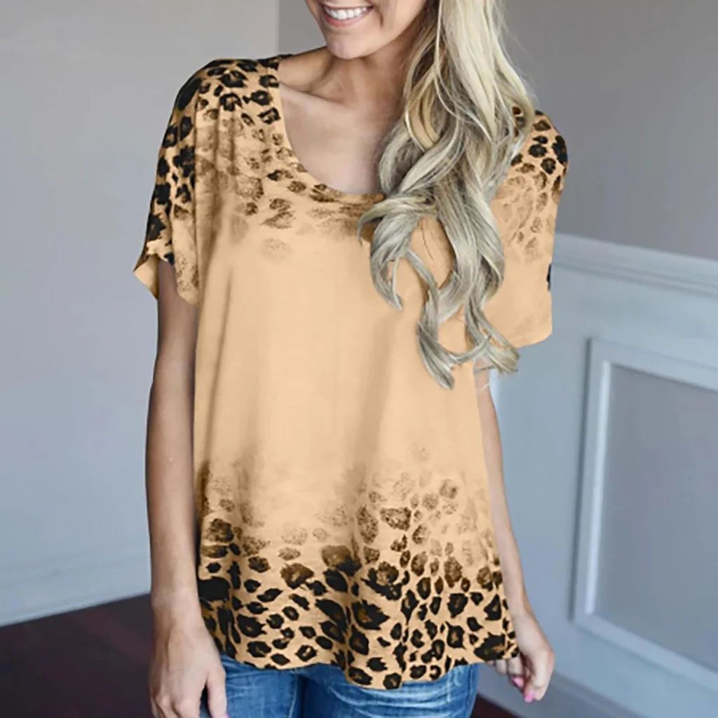 2021 summer new base shirt leopard print gradient round neck short sleeve T-shirt for women
2021 summer new base shirt leopard print gradient round neck short sleeve T-shirt for women