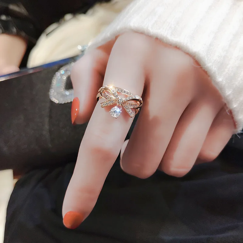 Japanese Luxury Style Bowknot Shape Crystal Open Ring Female Temperament Chic Ring Accessories Korean
Japanese Luxury Style Bowknot Shape Crystal Open Ring Female Temperament Chic Ring Accessories Korean