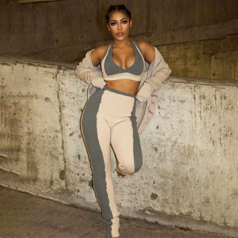 Sexy 2 Piece Set Tracksuit Contrast Stitch Color Block Rib Knit Crop Top Pants Summer 2021 Women Workout Set
Sexy 2 Piece Set Tracksuit Contrast Stitch Color Block Rib Knit Crop Top Pants Summer 2021 Women Workout Set