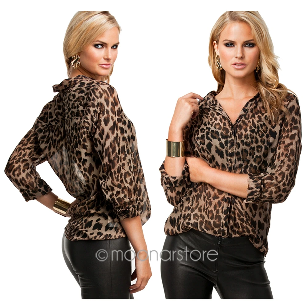 Women Blouse Leopard Print Shirt Long sleeve Top Loose Blouses Plus Size Chiffon Shirt Camisa Feminina Clothing #734
Women Blouse Leopard Print Shirt Long sleeve Top Loose Blouses Plus Size Chiffon Shirt Camisa Feminina Clothing #734