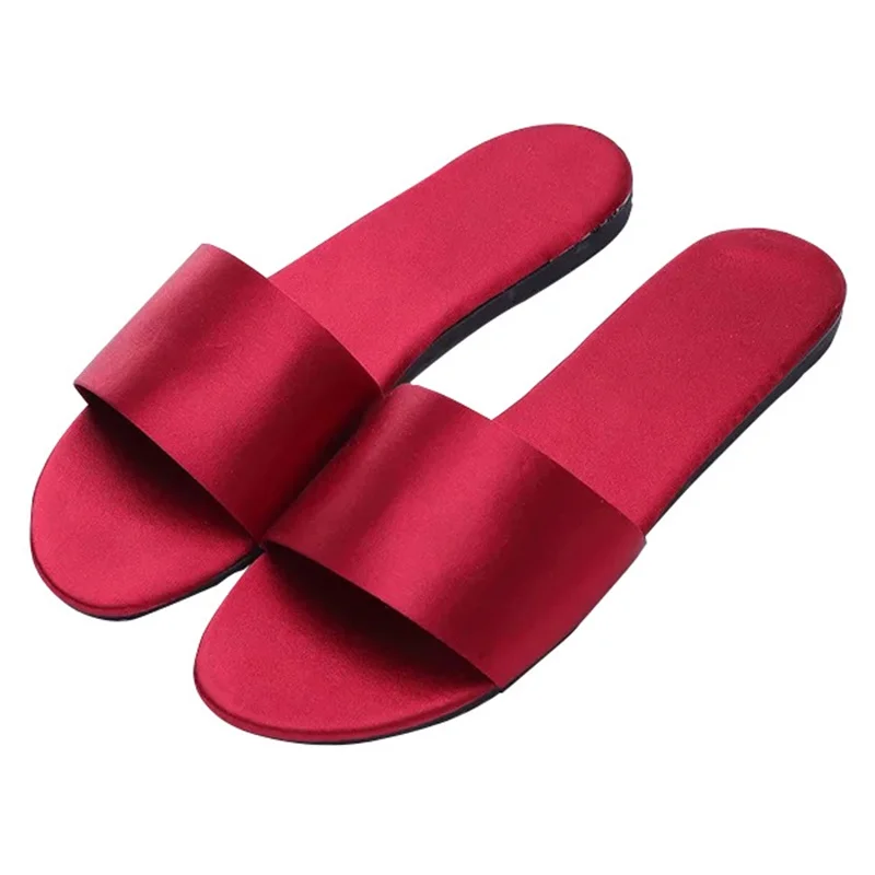 Solid Color Slippers For Women Faux Silk Slides Bare-Toe Summer Shoes Simple Style Flat Fashion Non-Slip Bridal Slides Sandal
Solid Color Slippers For Women Faux Silk Slides Bare-Toe Summer Shoes Simple Style Flat Fashion Non-Slip Bridal Slides Sandal