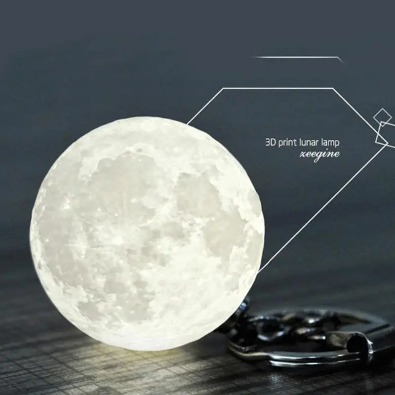 Портативный лунный светильник 3D брелок с принтом светодиодная Ночная лампа