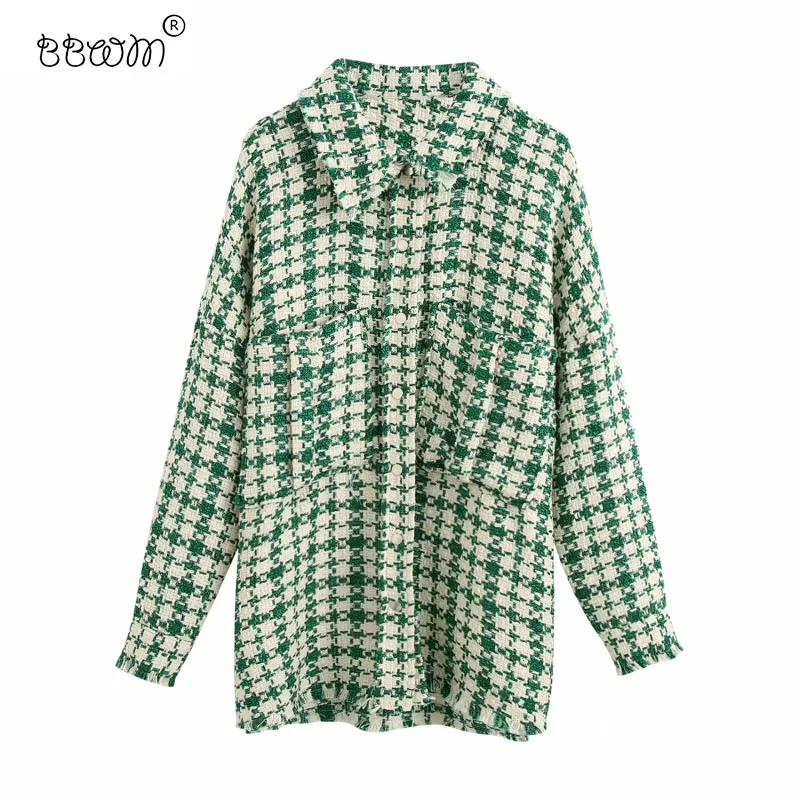 Tide Stylish Chic Pockets Green Plaid Tweed Jackets Women Pop Vogue Lapel Collar Side Vents Coat Female Chic Outerwear
Tide Stylish Chic Pockets Green Plaid Tweed Jackets Women Pop Vogue Lapel Collar Side Vents Coat Female Chic Outerwear