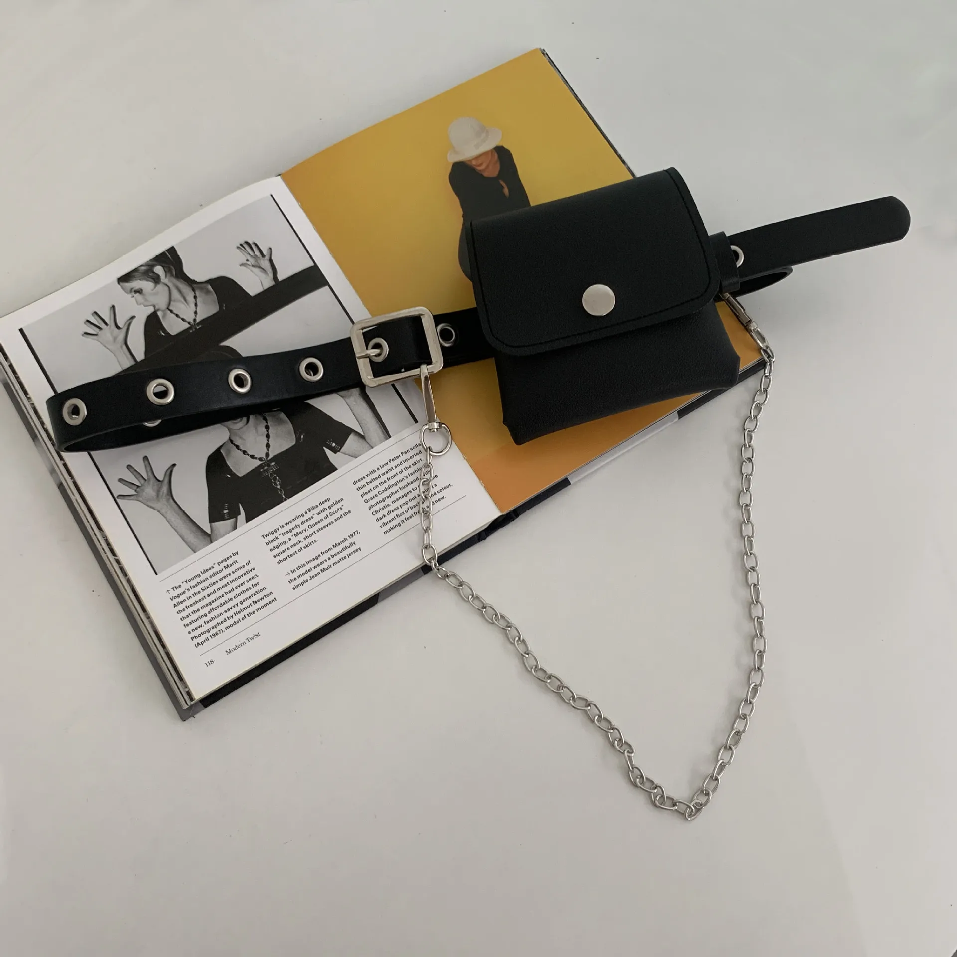 Punk style concave chain with bag belt fashion versatile women's belt full hole small belt
Punk style concave chain with bag belt fashion versatile women's belt full hole small belt