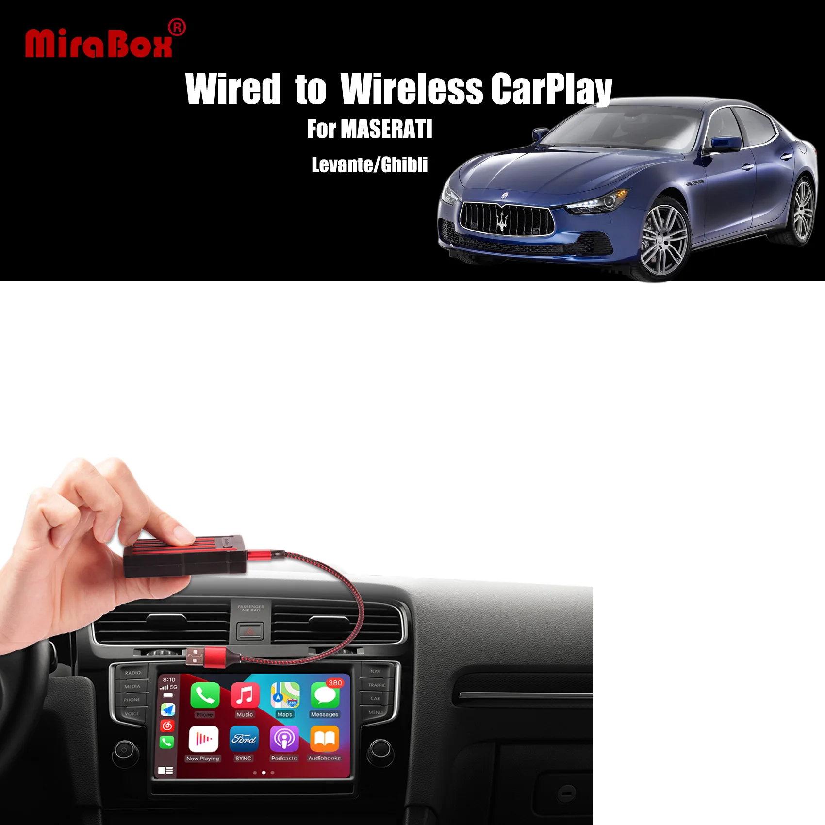 Беспроводной адаптер MiraBox для Apple Carplay, USB-адаптер для Maserati Levante ghiдоступ
Беспроводной адаптер MiraBox для Apple Carplay, USB-адаптер для Maserati Levante ghiдоступ