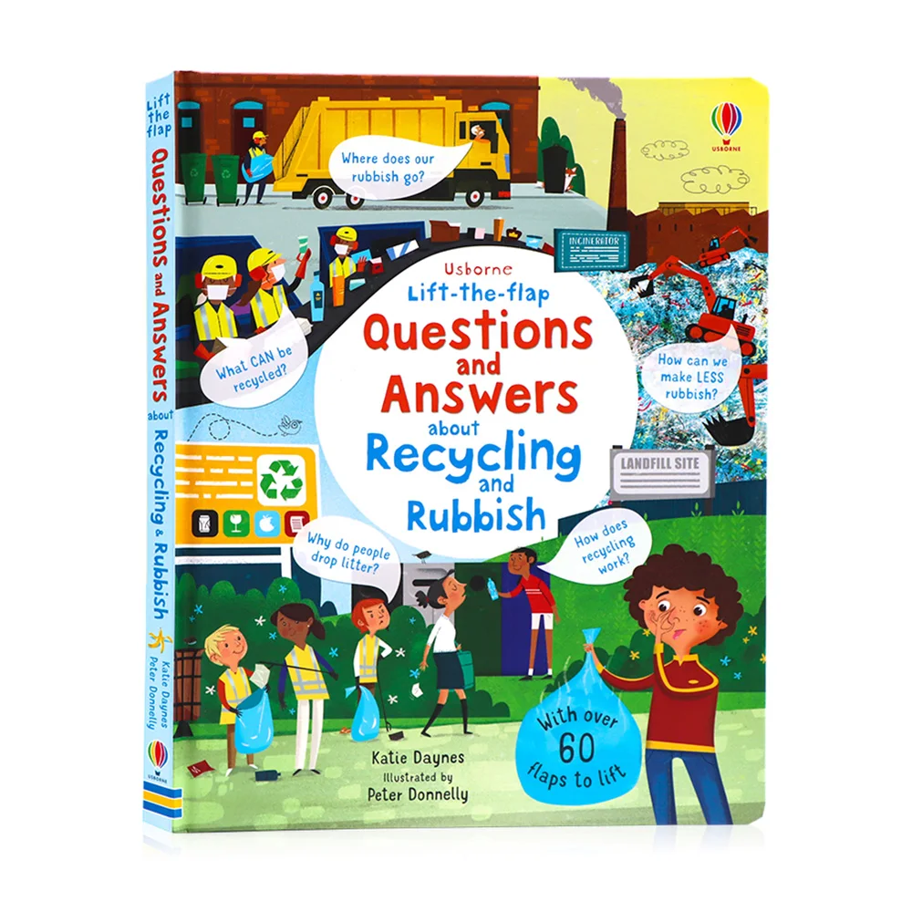 

Вопросы и ответы от Usborne на переработку и мусор на английском языке 3D поднимите клапан Дети история чтения Картонные Книги