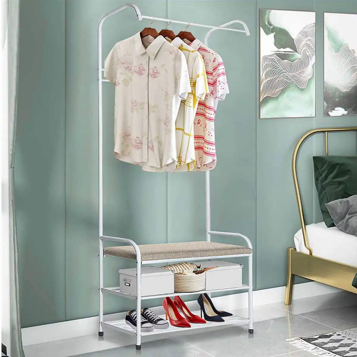 172cm Coat Rack With Cushion Floor-Standing Hanging Clothes Rack Simple Clothes Hanger Rack Storage shelf Home Bedroom Furniture
172cm Coat Rack With Cushion Floor-Standing Hanging Clothes Rack Simple Clothes Hanger Rack Storage shelf Home Bedroom Furniture