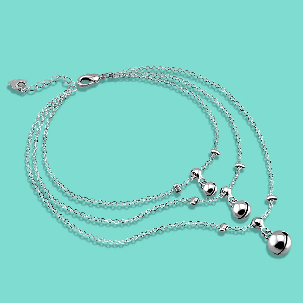 Summer Popular Women's 925 Genuine Sterling Silver Anklet Bohemian Three-Layer Bell Silver Chain 25CM Ankle Bracelet Jewelry
Summer Popular Women's 925 Genuine Sterling Silver Anklet Bohemian Three-Layer Bell Silver Chain 25CM Ankle Bracelet Jewelry