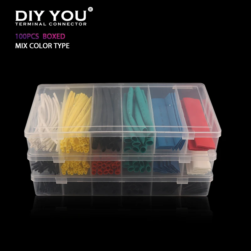 100 PCS/Boxed Heat Shrink Tube Set Assorted Insulation Shrinkable Tube 2:1 Wire Cable Sleeve Kit Sleeving Heat Shrink Tubing
100 PCS/Boxed Heat Shrink Tube Set Assorted Insulation Shrinkable Tube 2:1 Wire Cable Sleeve Kit Sleeving Heat Shrink Tubing