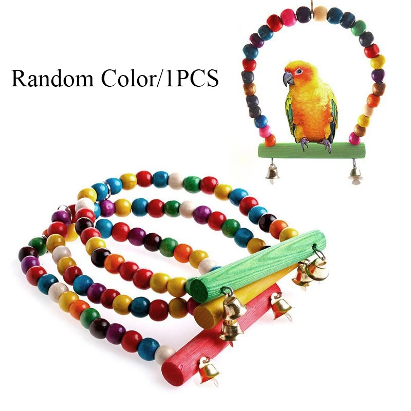 1Pc Parrot Wooden Swing Bird Toy Parrot Stand Colorful Beads Hanging Hammock Bells Cage Stand Frame Birds Supplies Climbing Toy
1Pc Parrot Wooden Swing Bird Toy Parrot Stand Colorful Beads Hanging Hammock Bells Cage Stand Frame Birds Supplies Climbing Toy