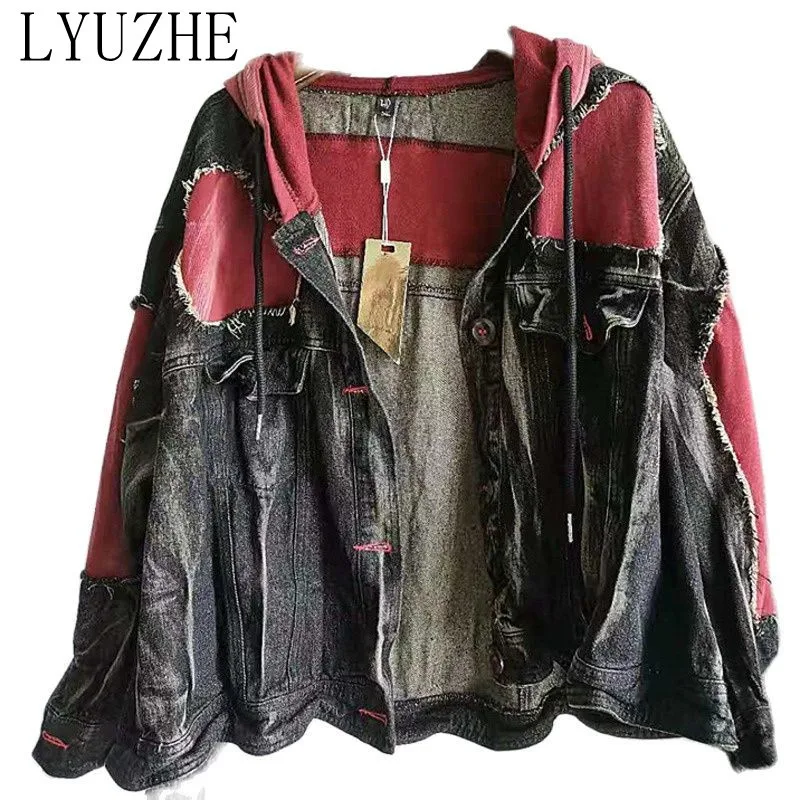 Женская джинсовая куртка с капюшоном LYUZHE, цветная джинсовая куртка в стиле ретро, с надписью, TT009L, одежда на весну 2022
Женская джинсовая куртка с капюшоном LYUZHE, цветная джинсовая куртка в стиле ретро, с надписью, TT009L, одежда на весну 2022